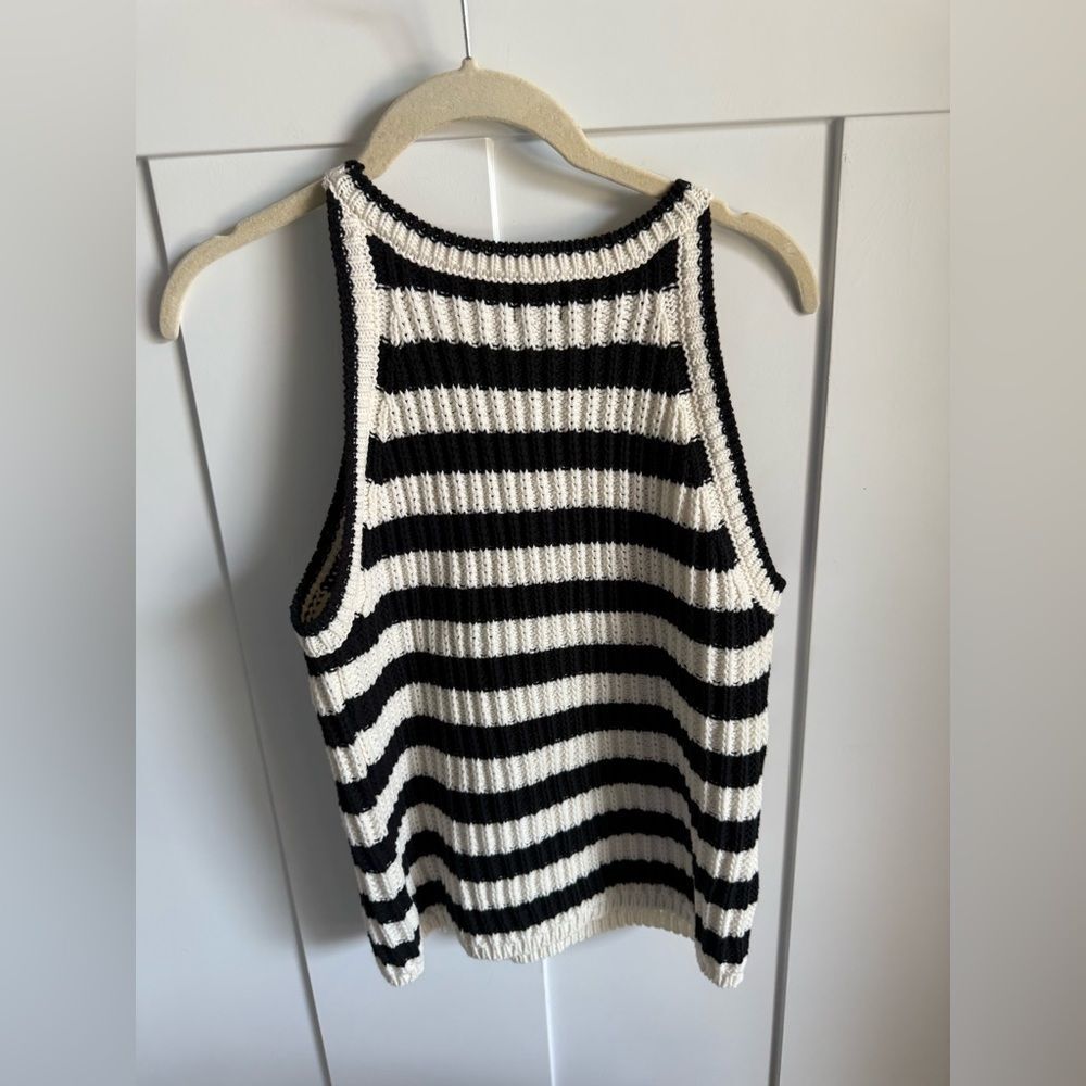NWT A New Day Black & White Stripe Knit Tank - Picture 2 of 4